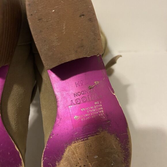 Twiggy London Women's Riding Boots Sz 7.5 Tan Suede Cowgirl Stacked Heel Strappy - Picture 14 of 16